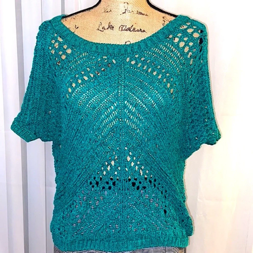 Express Emerald Chunky Open Knit Batwing Sweater XS